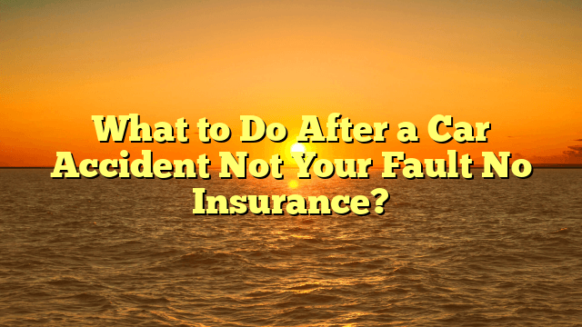 What to Do After a Car Accident Not Your Fault No Insurance?